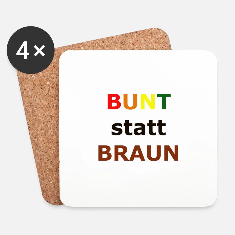 BUNT statt BRAUN - Untersetzer (4er-Set) - Weiß