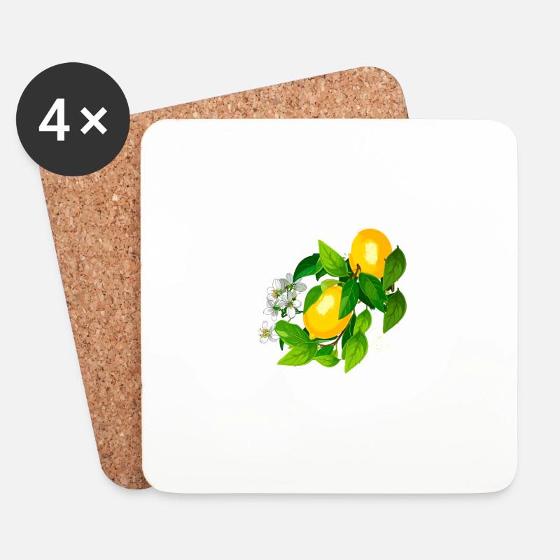 zitrone,amalfi,blüte,illustration, malerei - Untersetzer (4er-Set) - Weiß