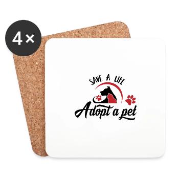 Rescue - Save A Life Adopt a Pet - pour les défenseurs des animaux - Dessous de verre (lot de 4) - blanc - Devant