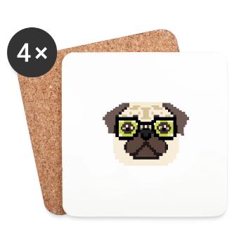 Mops Pixel Art Hundeliebhaber - Untersetzer (4er-Set) - Weiß - Vorne