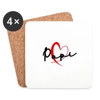 PAPI. PAPA. FÊTE DES PÈRES. BONNE FÊTE PAPA. COEUR - Dessous de verre (lot de 4) - blanc - Devant