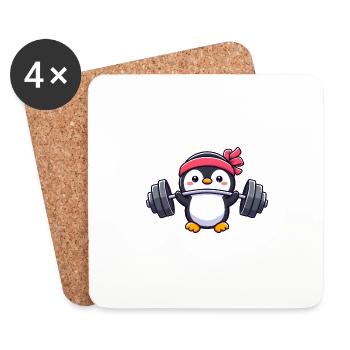 Penguin Workout Dumbbell Bench Press Fitness - Coasters (set of 4) - white - Front