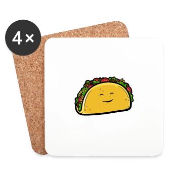 Taco de dessin animé - Dessous de verre (lot de 4) - blanc - Devant