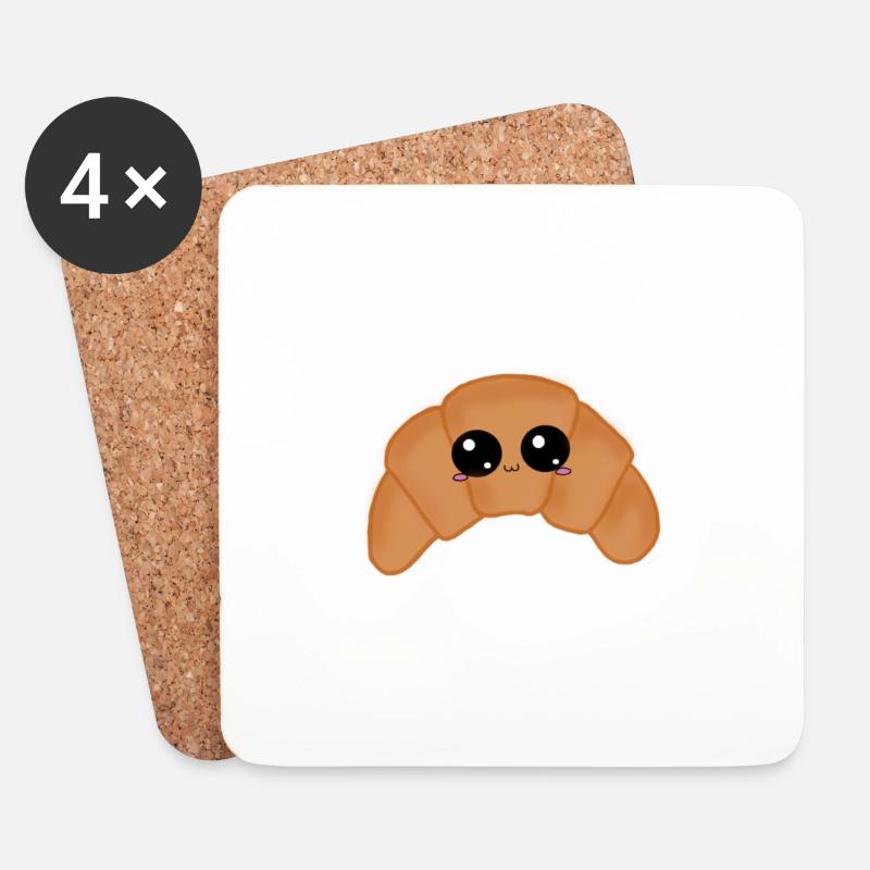 Süßer Croissant mit Augen - Untersetzer (4er-Set) - Weiß