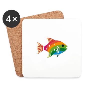 Poisson LGBTQIA+ - Dessous de verre (lot de 4) - blanc - Devant