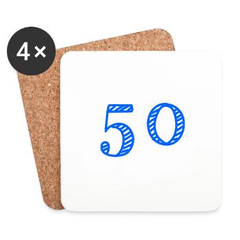 50. 50 ANS. 50e ANNIVERSAIRE. ANNIVERSAIRE 50 ANS. - Dessous de verre (lot de 4) - blanc - Devant