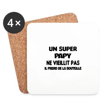 Anniversaire super papy - Dessous de verre (lot de 4) - blanc - Devant