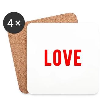 Amour Chers amis Amitié - Dessous de verre (lot de 4) - blanc - Devant