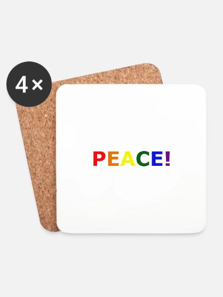 PEACE colorful - Coasters (set of 4) - white