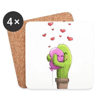 Cactus Heart Balloon Romance Love Love Love - Coasters (set of 4) - white - Front