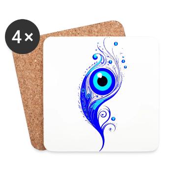 Nazar Pfau - Untersetzer (4er-Set) - Weiß - Vorne