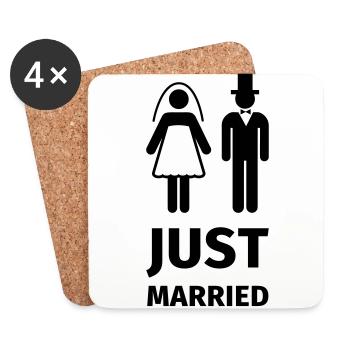just married - Coasters (set of 4) - white - Front