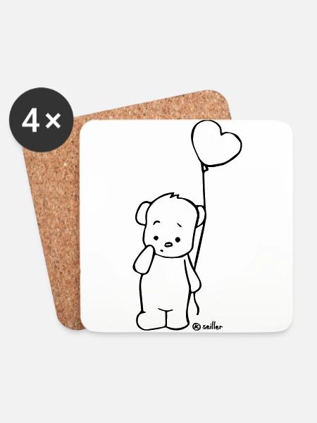 Verliebter Teddy - Untersetzer (4er-Set) - Weiß