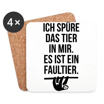 spüre das Tier in mir ein Faultier Spruch lustig - Untersetzer (4er-Set) - Weiß - Vorne