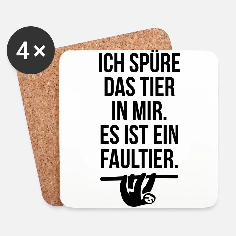 spüre das Tier in mir ein Faultier Spruch lustig - Untersetzer (4er-Set) - Weiß