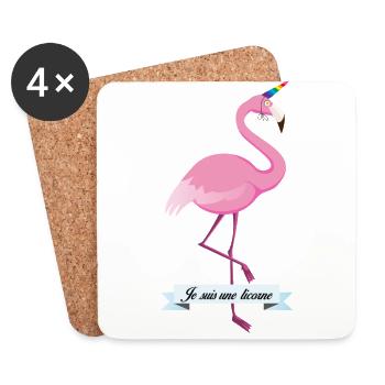 je suis une licorne - Dessous de verre (lot de 4) - blanc - Devant