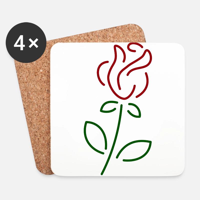 Blume Rose - Untersetzer (4er-Set) - Weiß