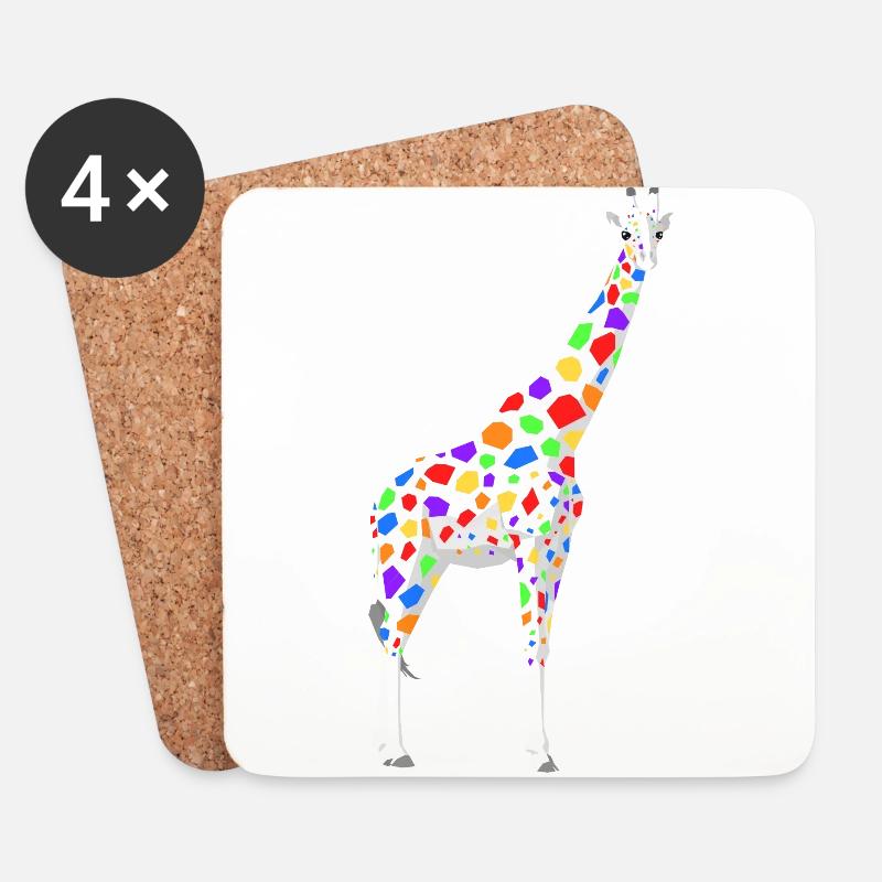 Colorful Giraffe - Untersetzer (4er-Set) - Weiß