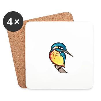 martin-pêcheur - Dessous de verre (lot de 4) - blanc - Devant