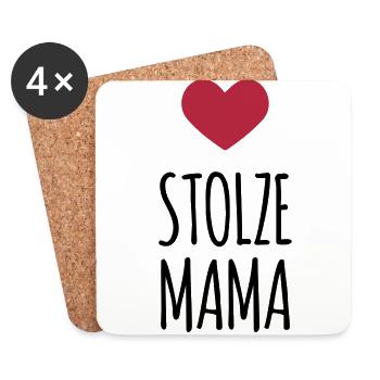 Stolze Mama (dh) - Untersetzer (4er-Set) - Weiß - Vorne