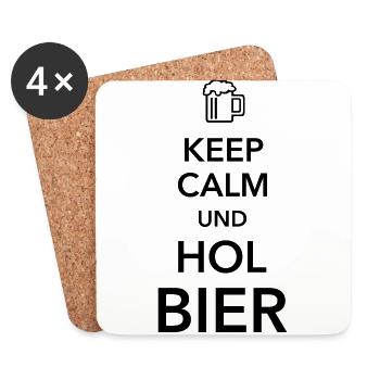 Keep calm und hol Bier Bierkasten Grillparty Wiesn - Untersetzer (4er-Set) - Weiß - Vorne