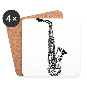 saxophone - Dessous de verre (lot de 4) - blanc - Devant