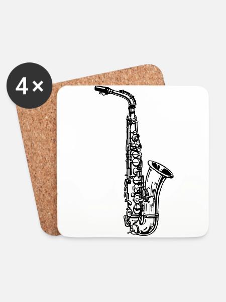 Saxophon - Untersetzer (4er-Set) - Weiß