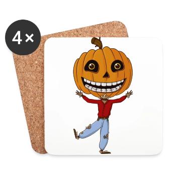 Cartoon pumpkin scarecrow Halloween - Coasters (set of 4) - white - Front