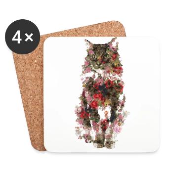 Kitty Vintage Kätzchen - Untersetzer (4er-Set) - Weiß - Vorne