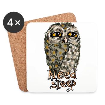 Tired owl needs sleep - Coasters (set of 4) - white - Front