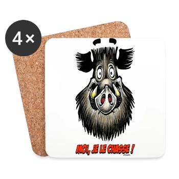Le Sanglier, Moi Je Le Chasse ! - Dessous de verre (lot de 4) - blanc - Devant