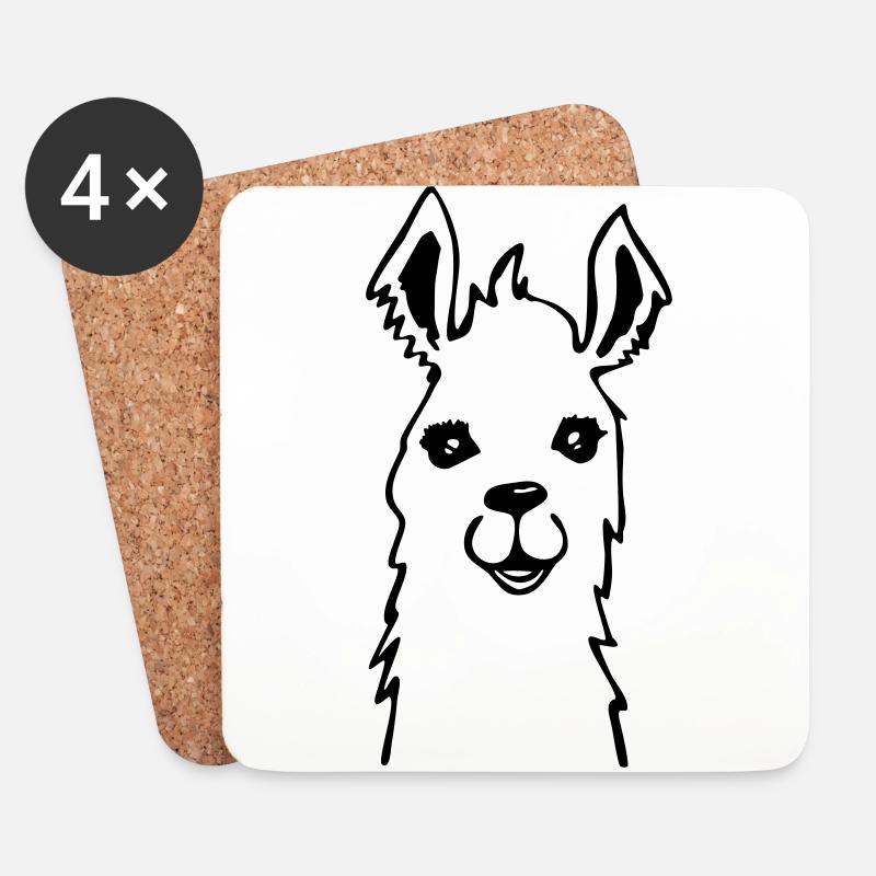 Lama Llama Alpaka cute Zeichnung - Untersetzer (4er-Set) - Weiß