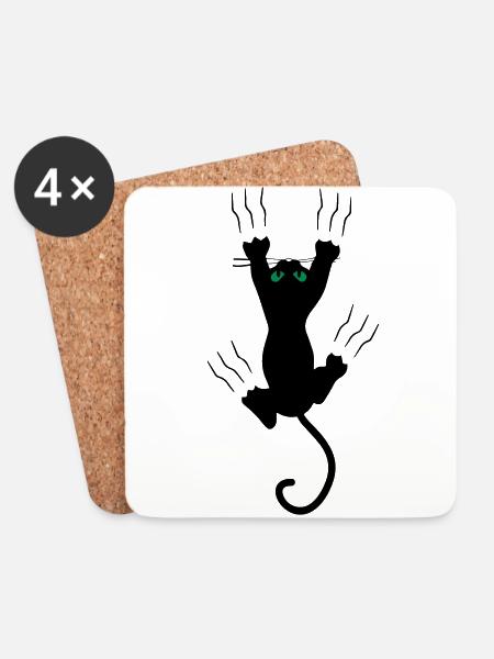 Katze - Untersetzer (4er-Set) - Weiß