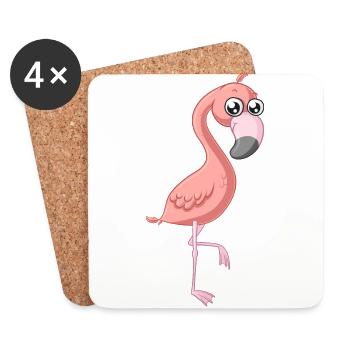 Süßer Comic Flamingo - Untersetzer (4er-Set) - Weiß - Vorne