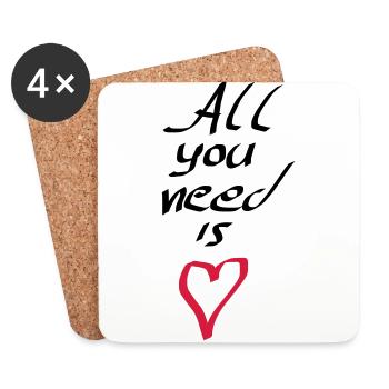 all u need is love - Untersetzer (4er-Set) - Weiß - Vorne