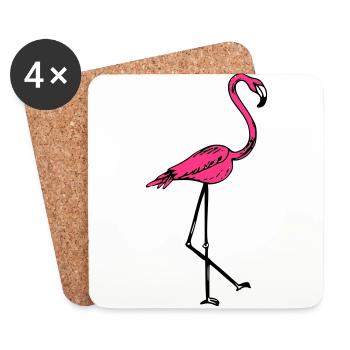flamingo - Coasters (set of 4) - white - Front