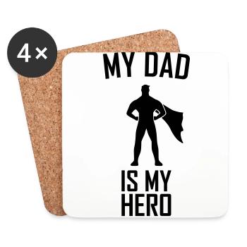 Mon père est mon héros super-héros - Dessous de verre (lot de 4) - blanc - Devant