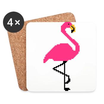Flamingo PIxel Art - Untersetzer (4er-Set) - Weiß - Vorne