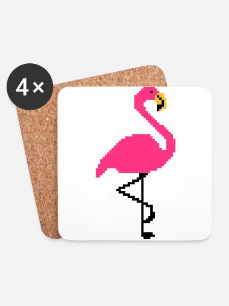 Flamingo PIxel Art - Coasters (set of 4) - white