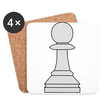 Schachfigur Bauer - Untersetzer (4er-Set) - Weiß - Vorne