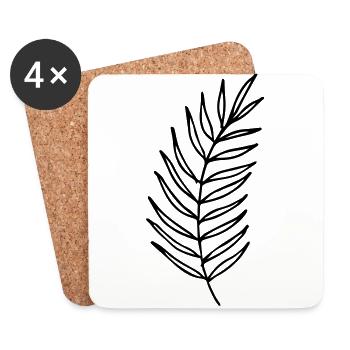 Ast Zweig Blatt Blätter Pflanze Natur Mistel Tanne - Untersetzer (4er-Set) - Weiß - Vorne