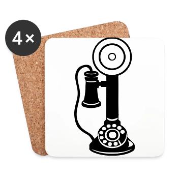 old telephone phone 2 - Coasters (set of 4) - white - Front
