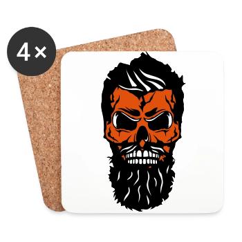 tete de mort hipster crane barbe moustache 2 - Dessous de verre (lot de 4) - blanc - Devant