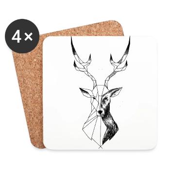 Rentier Elch Hirsch Geweih Christmas Xmax Tattoo - Untersetzer (4er-Set) - Weiß - Vorne