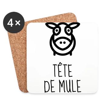 Tête de Mule - Caractère - Râler - Raleur - Bébé - Dessous de verre (lot de 4) - blanc - Devant