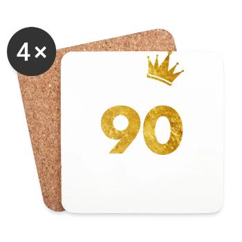 90 Jahre Gold Geburtstag - Untersetzer (4er-Set) - Weiß - Vorne