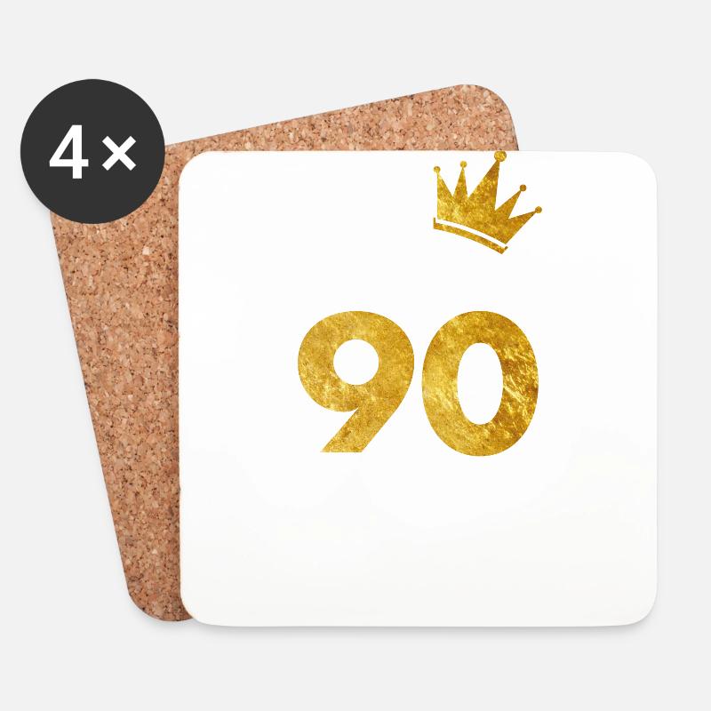 90 Jahre Gold Geburtstag - Untersetzer (4er-Set) - Weiß