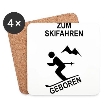 Zum Skifahren Geboren - Untersetzer (4er-Set) - Weiß - Vorne