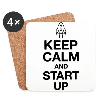 Keep calm and start up | Startup rocket foundation - Coasters (set of 4) - white - Front