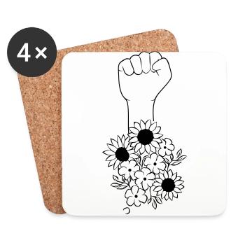 flowers fist black - Coasters (set of 4) - white - Front